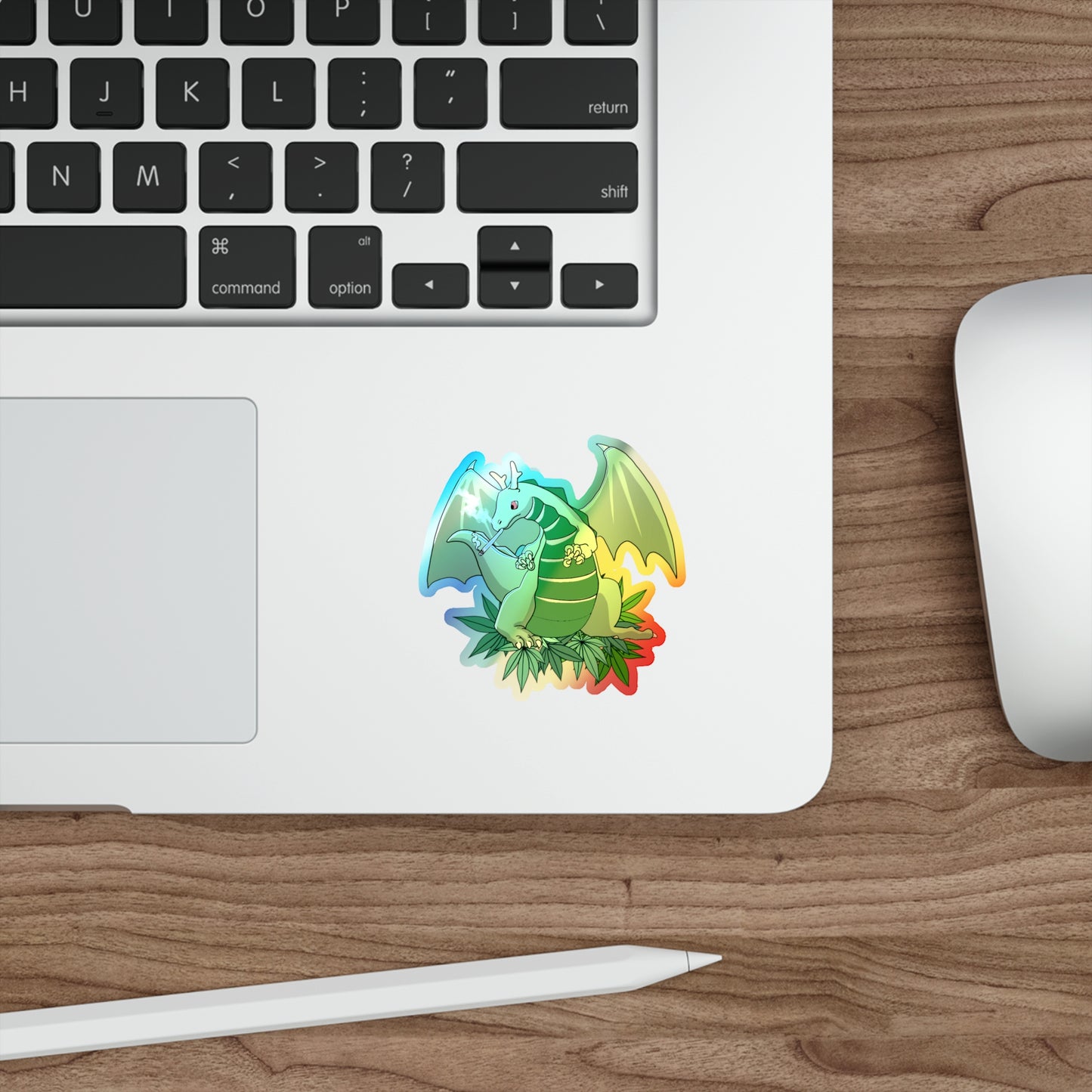 Puff Puff Smokin Dragon Rainbow Holographic Die-cut Vinyl Stickers