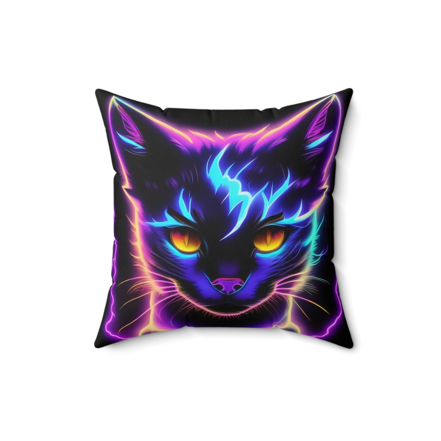 Lightning Kitten, Spun Polyester Square Pillow