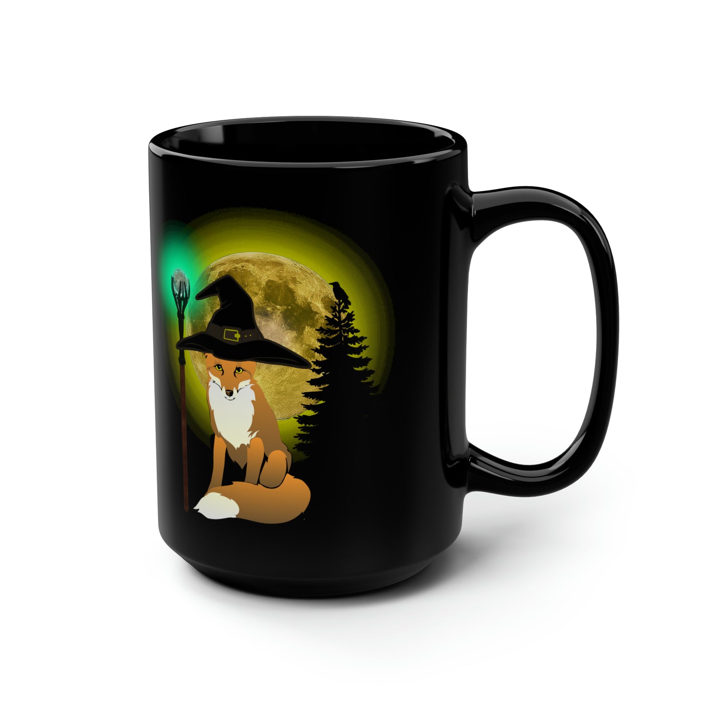 Black Halloween Trickster Fox Mage Mug15oz