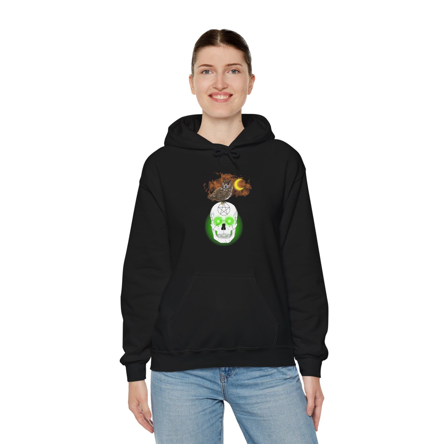 Unisex Heavy Blend™  Owl Skull Halloween Hooded Sweatshirt