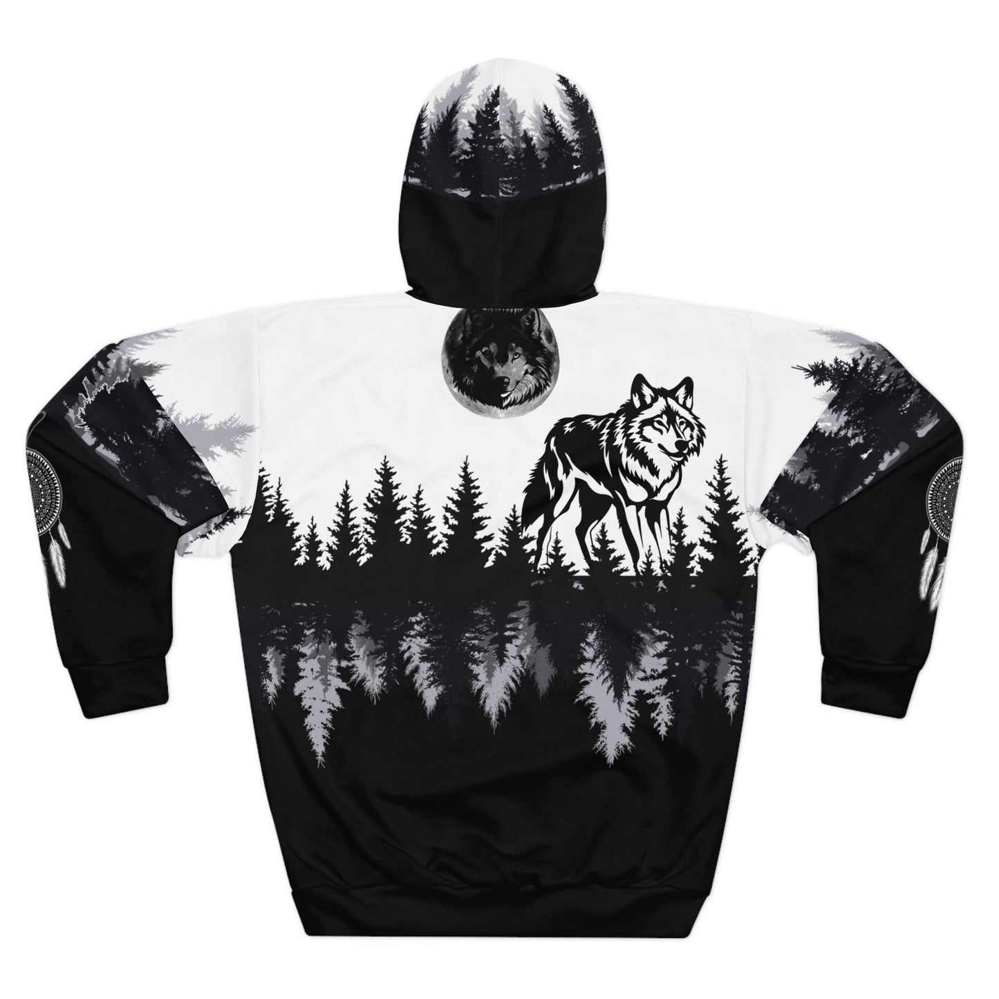 Mystic Wolf, Pullover Hoodie (AOP)