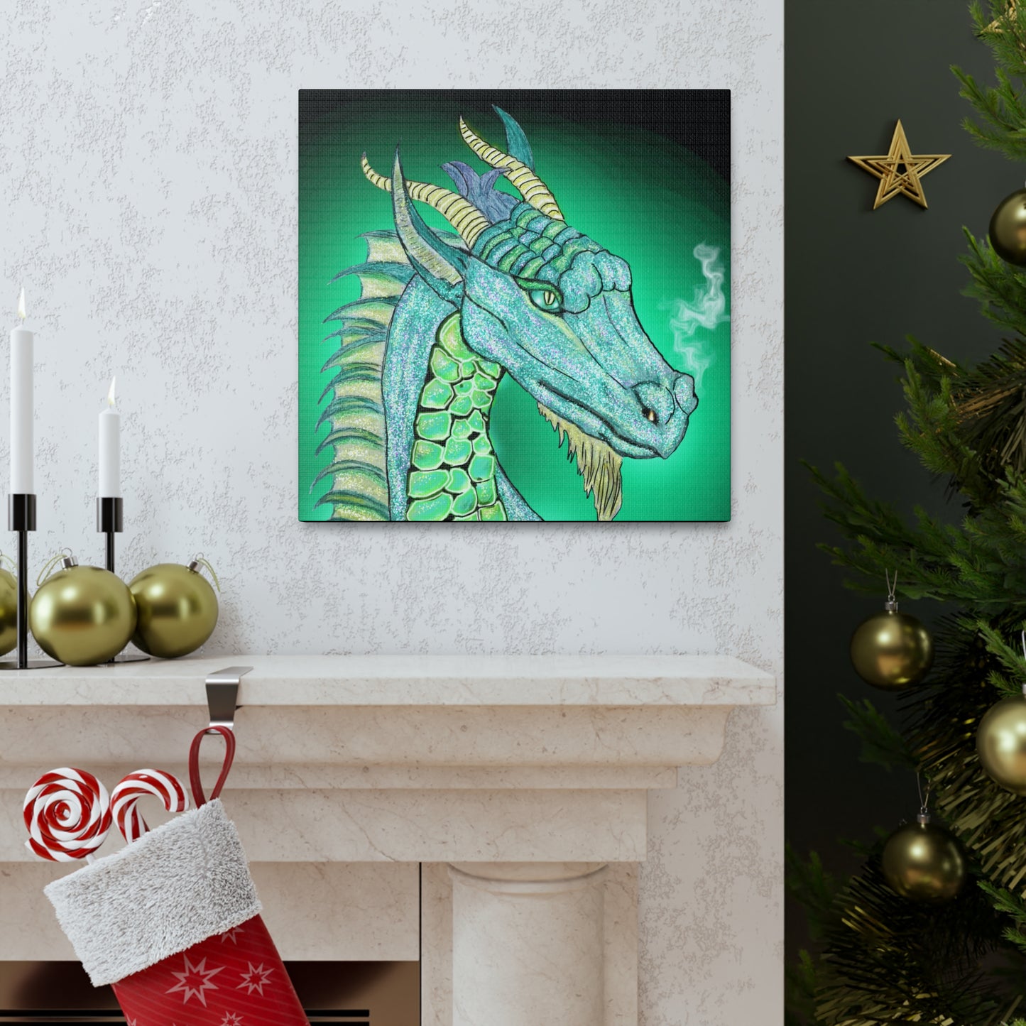 Mystic Dragon, Fantasy Art, Canvas Art, Dragon Lover Gift, Unique Gifts, Original Art