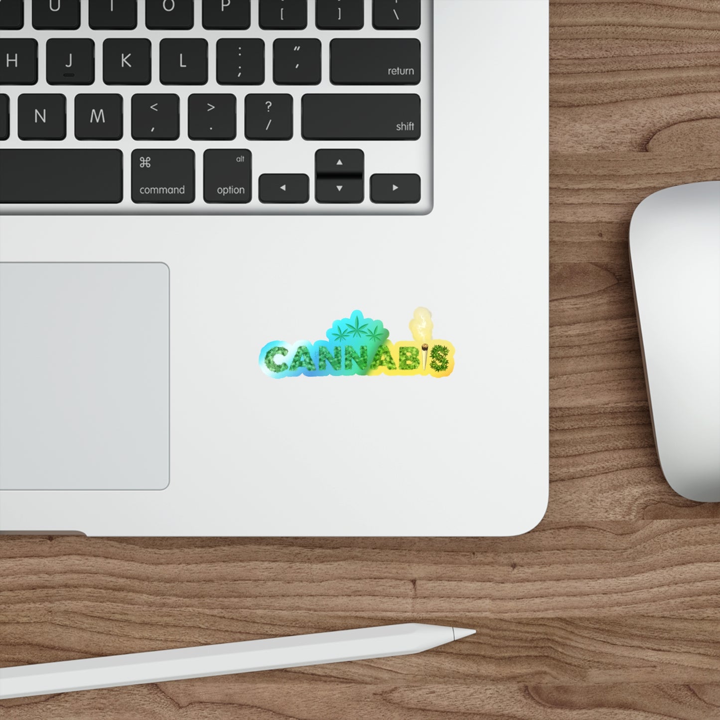 Cannabis, Rainbow Holographic Die-cut Vinyl Stickers Boo