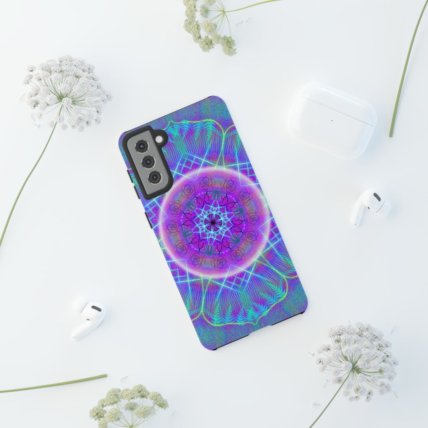 Psychedelic Mandala Protective Phone Case, Samsung, iPhone, Pixel, all sizes