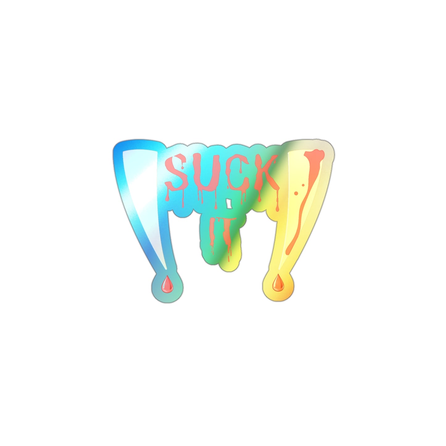 Halloween Rainbow Holographic Die-cut Vinyl Stickers Vampire Fangs