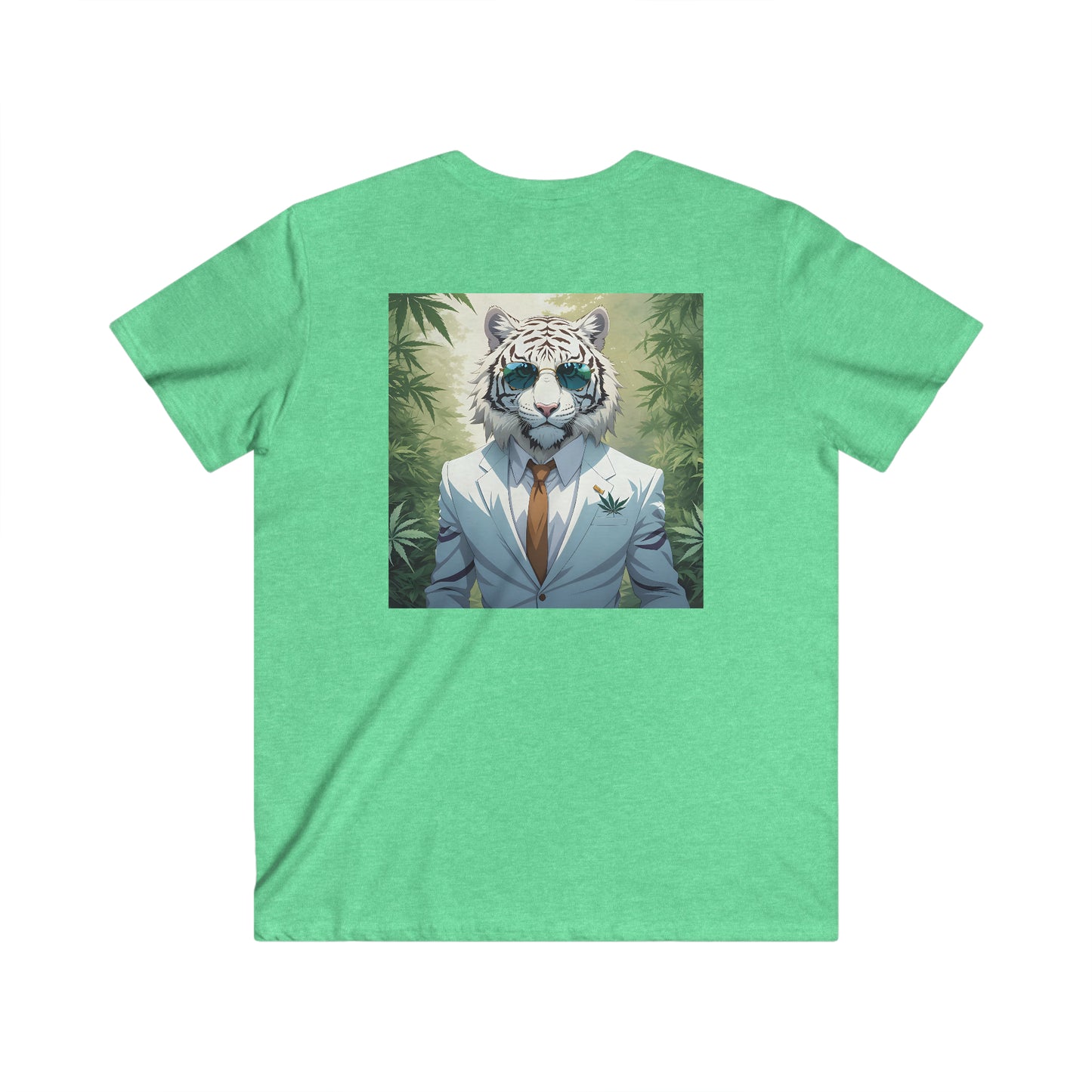 White Tiger, Men's Fitted V-Neck Short Sleeve Tee