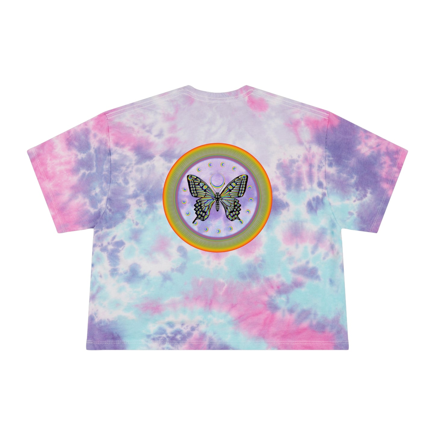 PRIDE Rainbow Butterfly Women's Tie-Dye Crop Tee