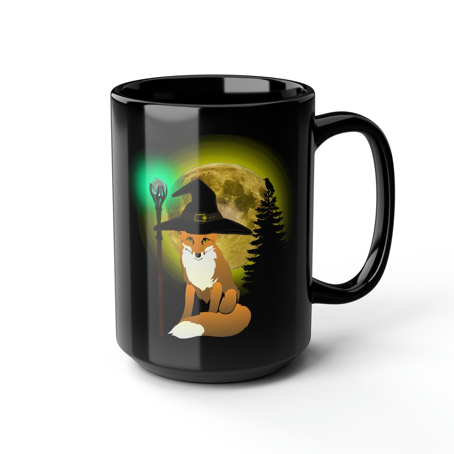 Black Halloween Trickster Fox Mage Mug15oz