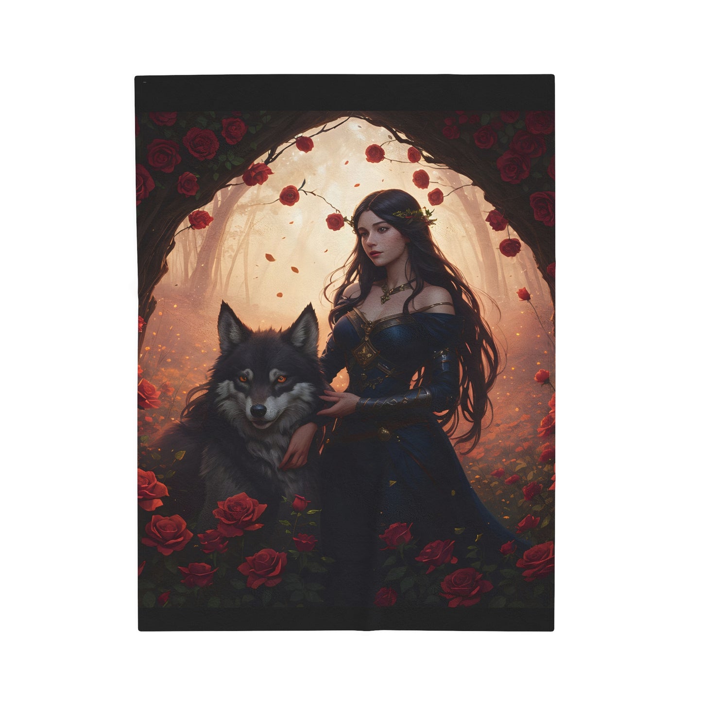 Wolf Enchantress, Plush Blanket