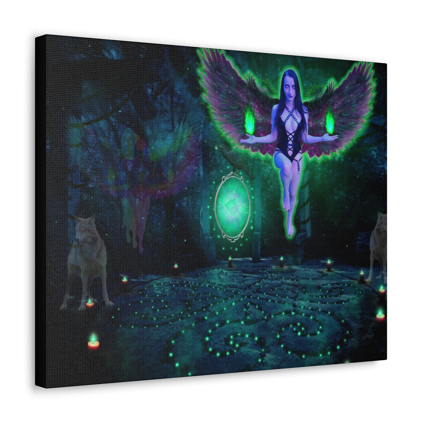 Dark Fairy Magic, Fantasy Art, Fae Goddess, Canvas Art, Wall Decor, Unique Gifts, Original Art