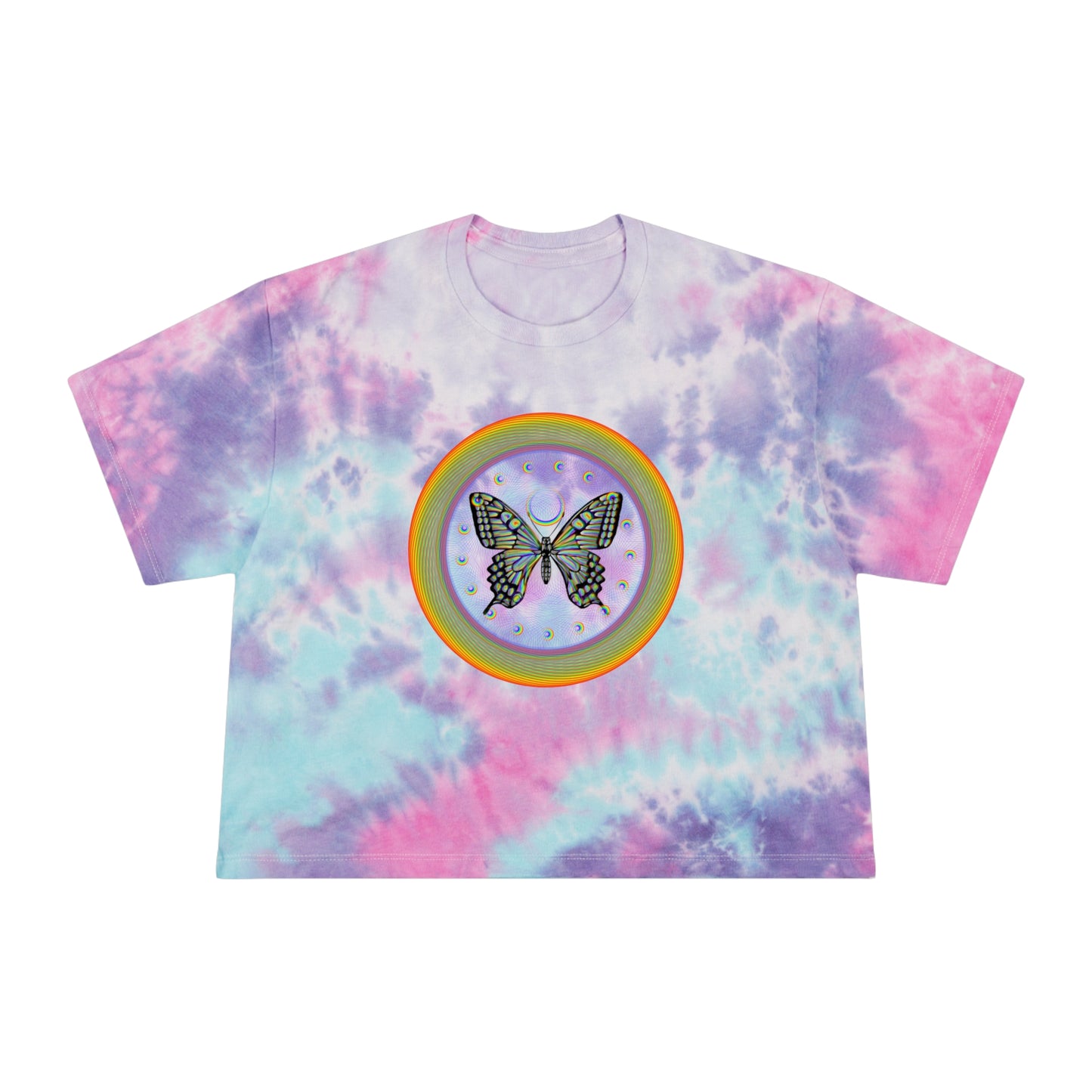 PRIDE Rainbow Butterfly Women's Tie-Dye Crop Tee