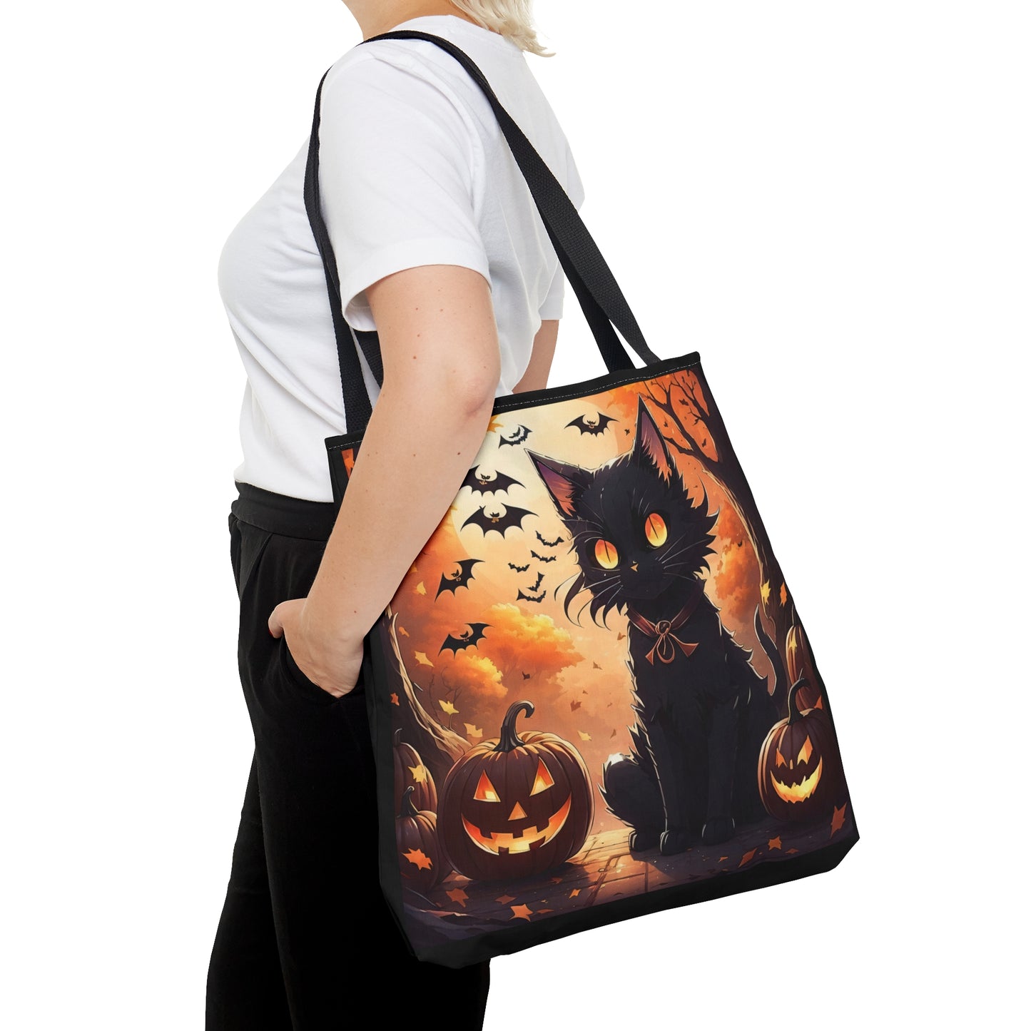 Cute Anime Black Cat Halloween Candy Tote Bag