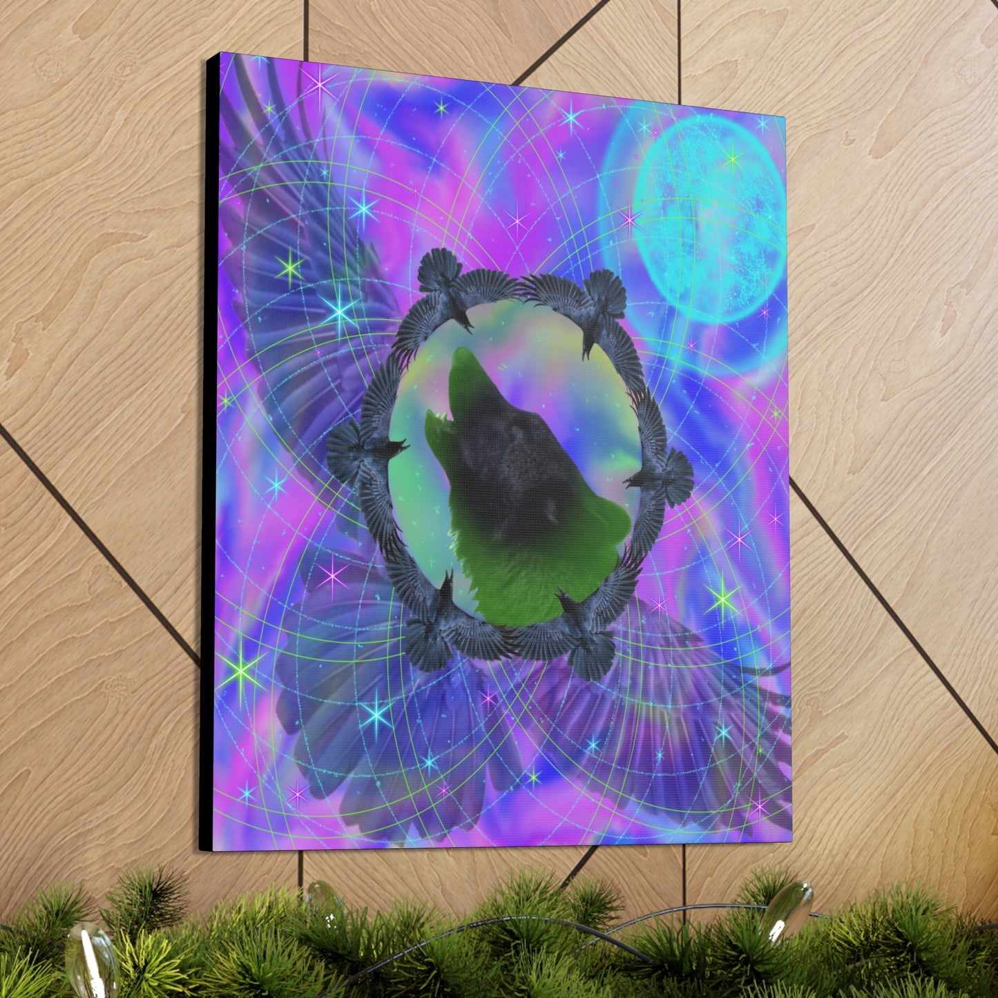 Mystic Wolf Canvas Painting Print