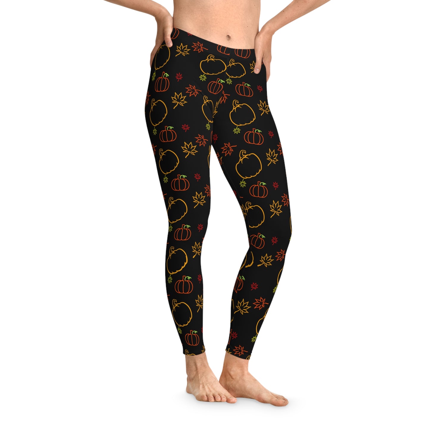 Cozy Autumn Stretchy Fall Leggings Black