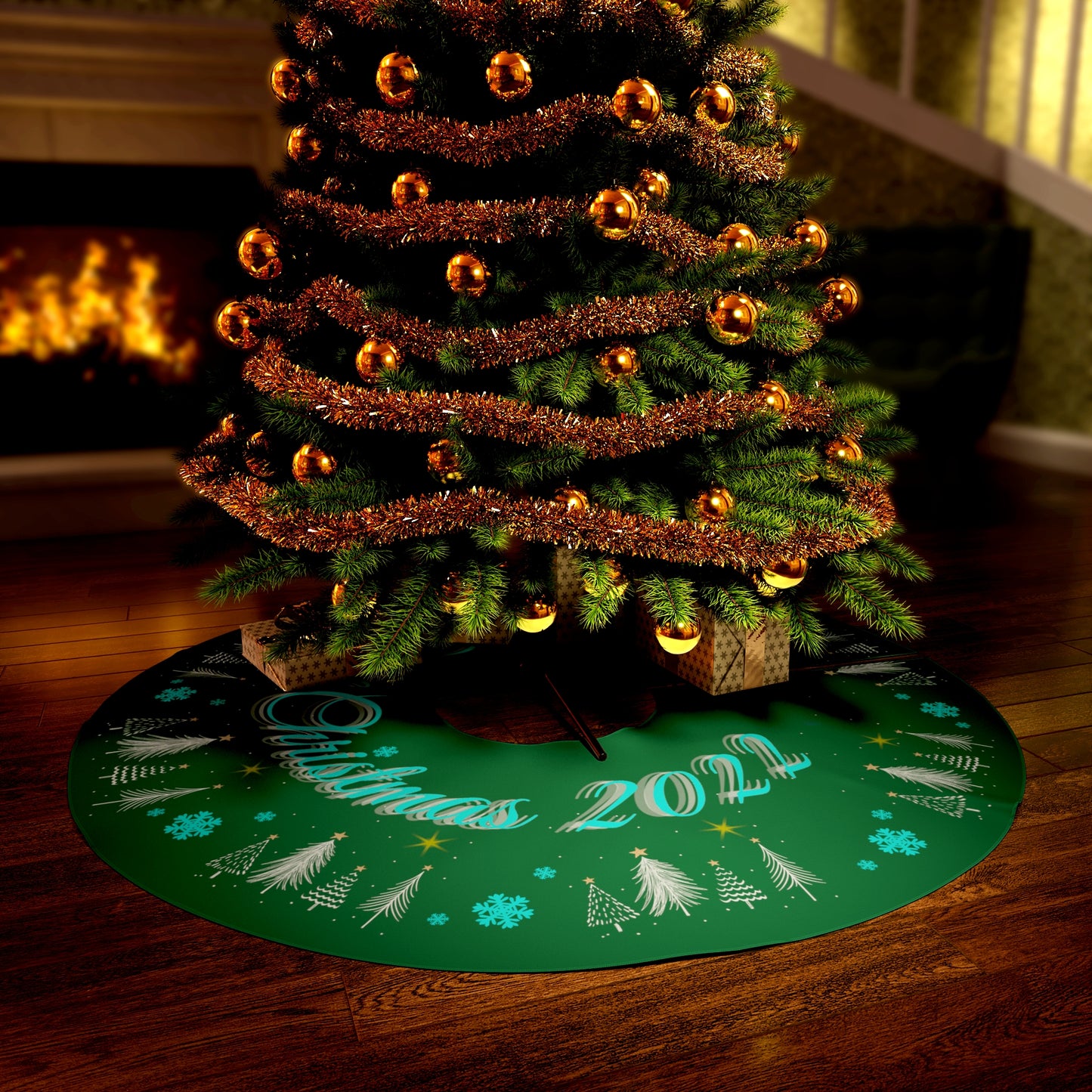 Our First Christmas Round Christmas Tree Skirt Green