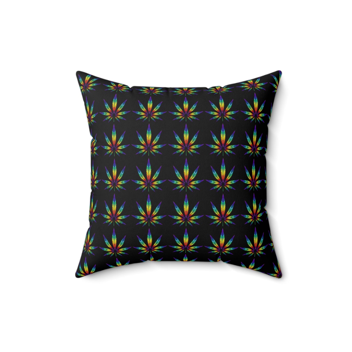 Rainbow Cannabis Leaves, Spun Polyester Square Pillow