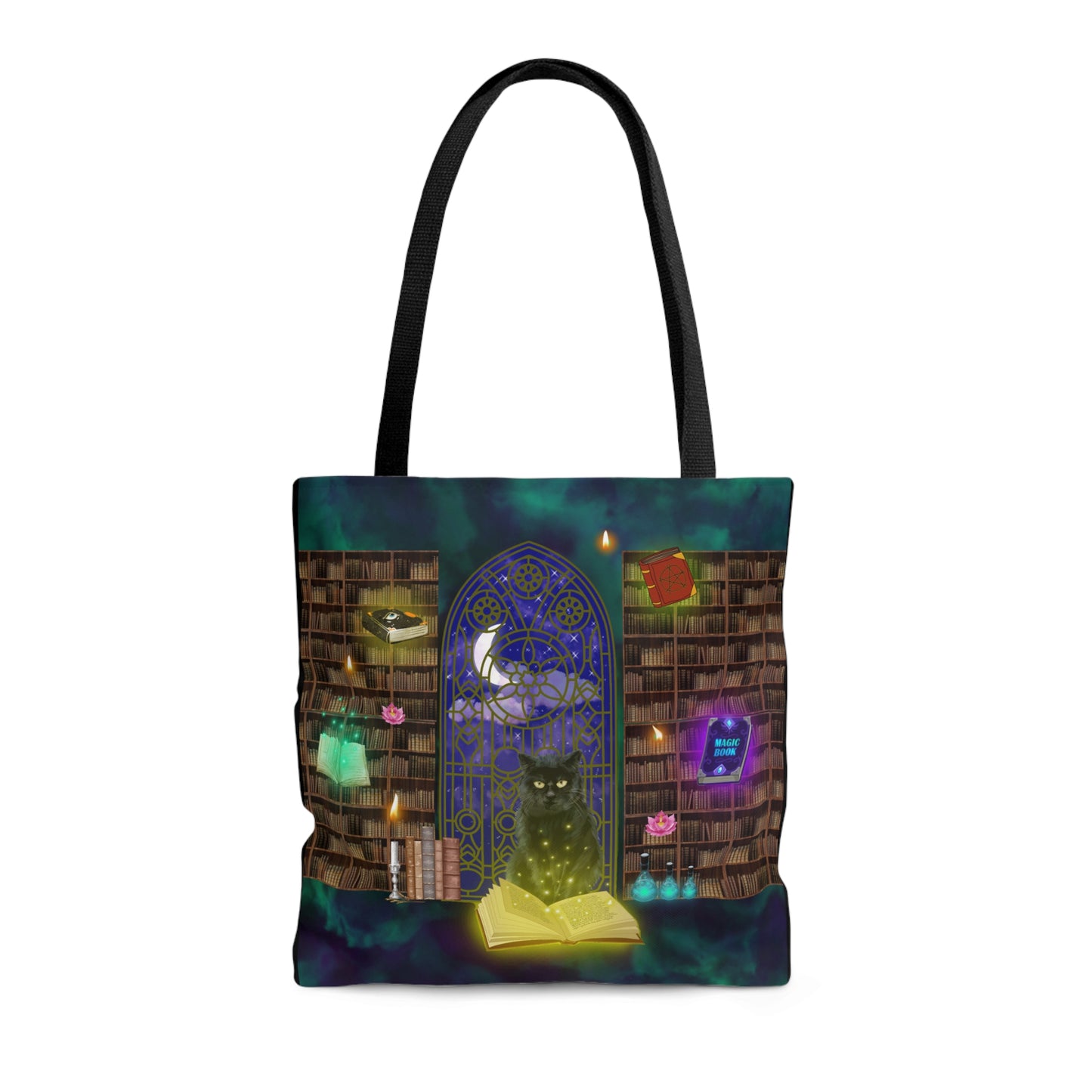 Mystic Black Cat Halloween Candy Tote Bag