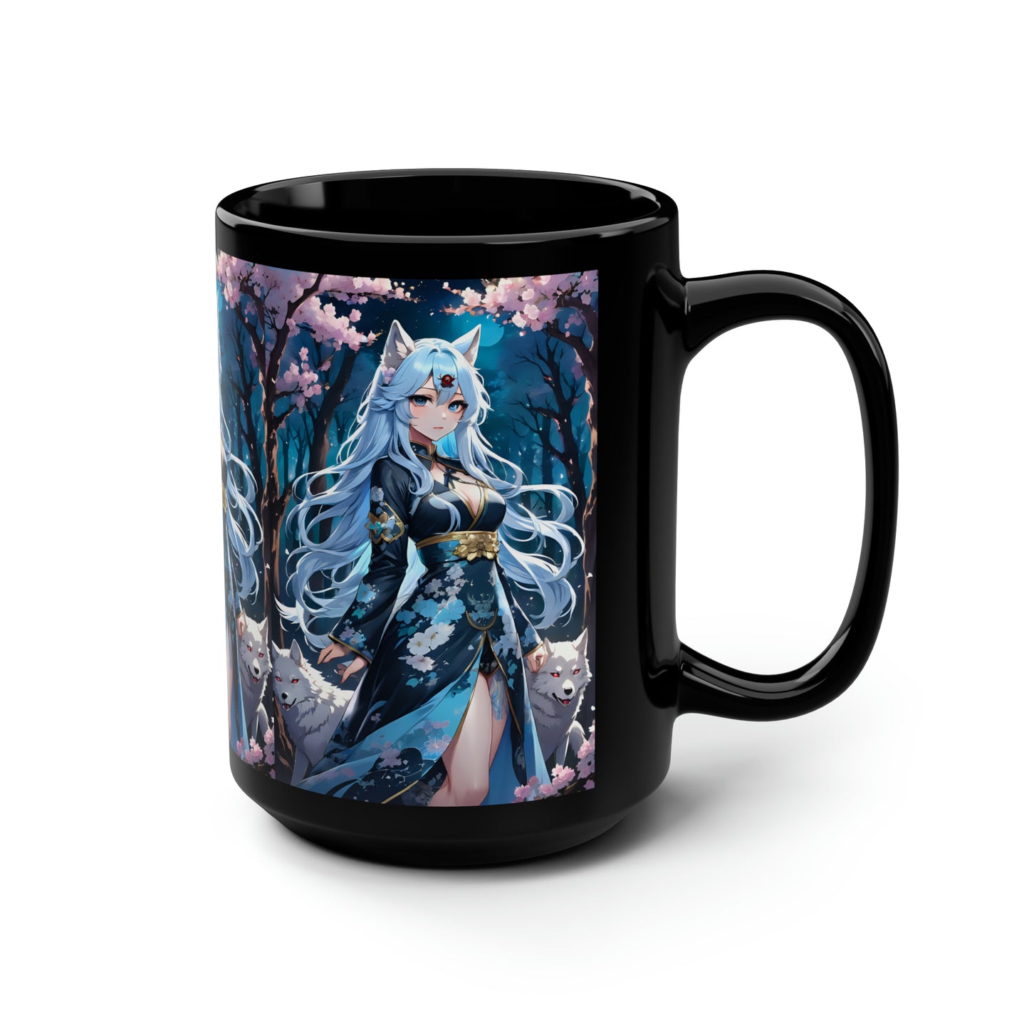 Wolf Princess, Black Mug, 15oz