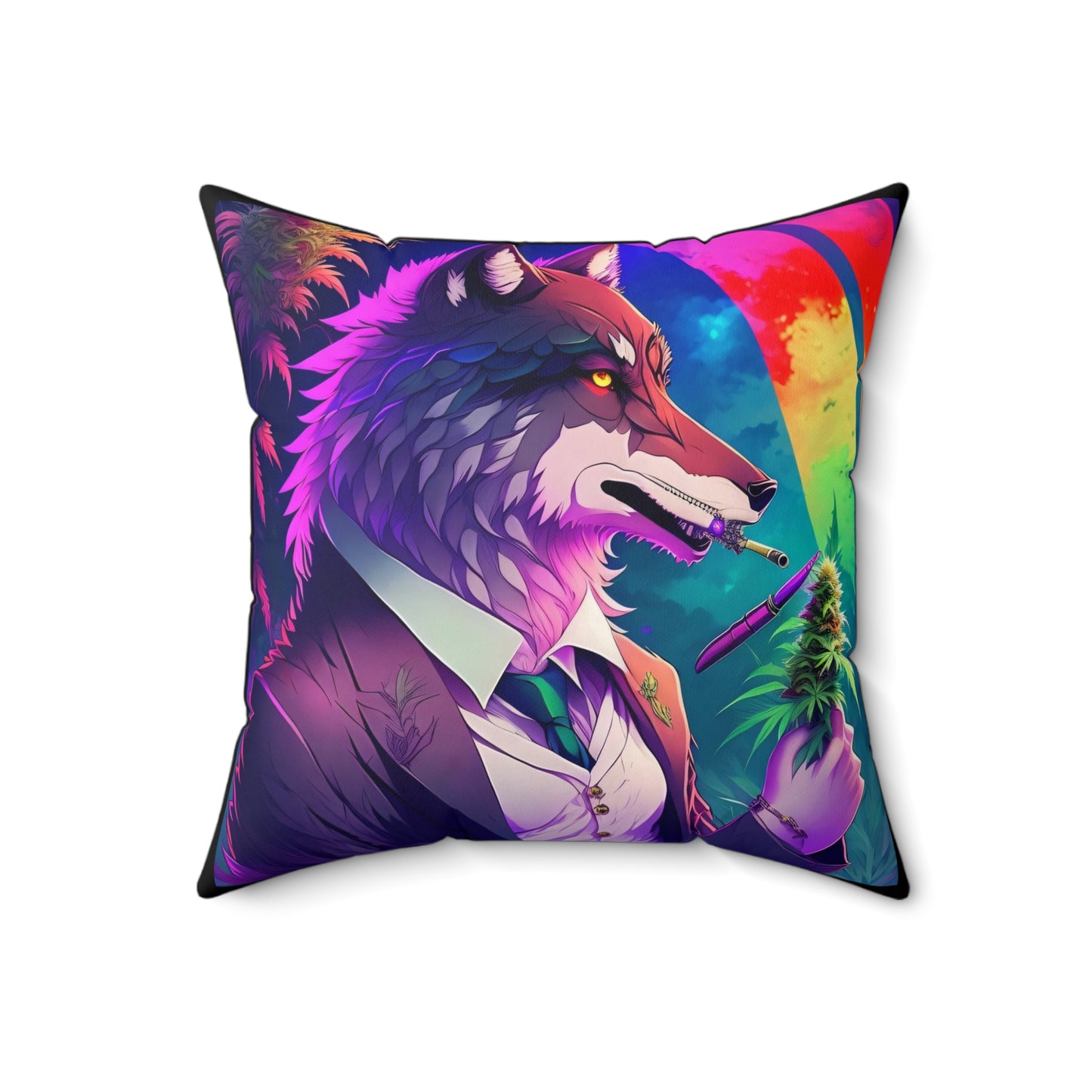 Dire Wolf, 420 Themed, Spun Polyester Square Pillow