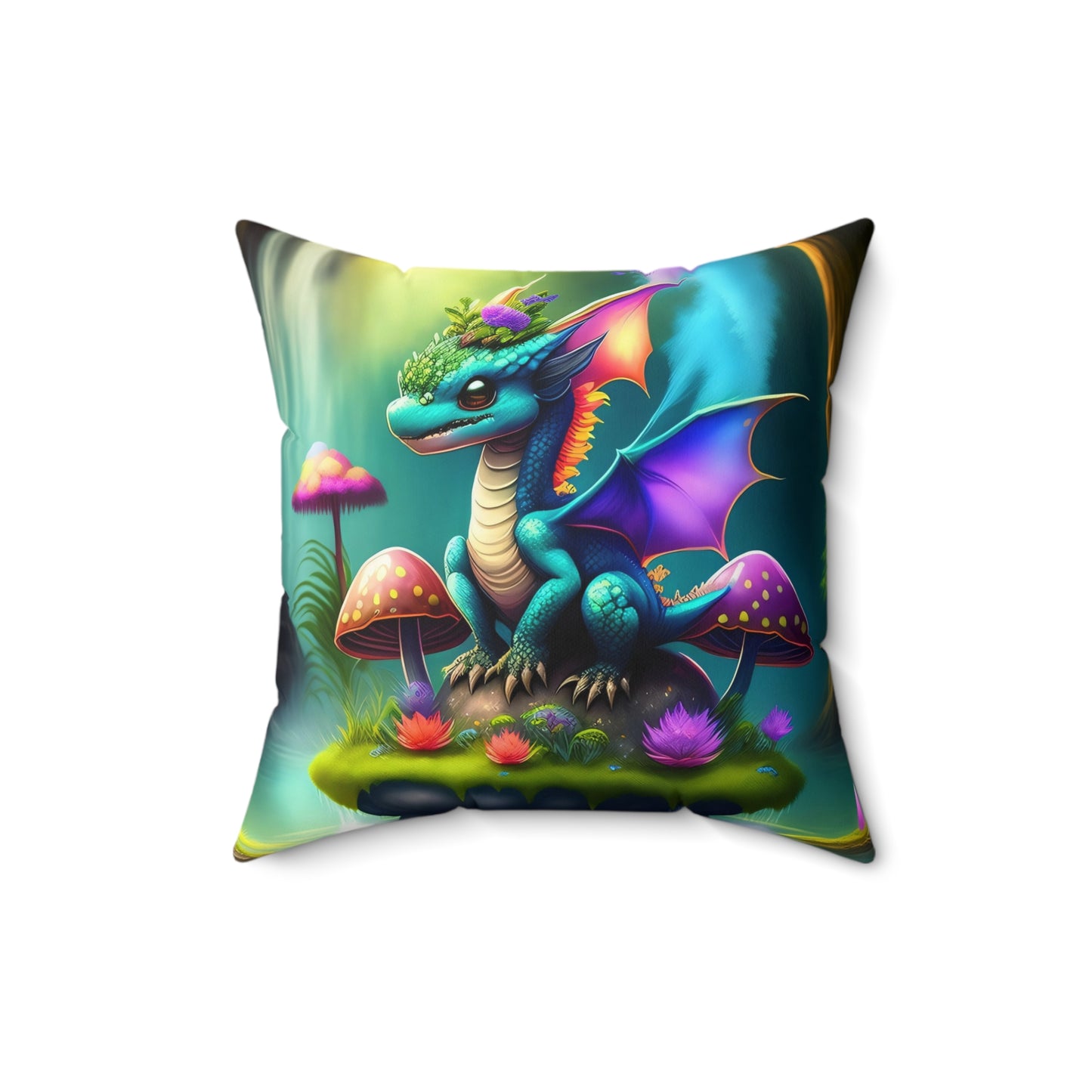 Mushroom Fae Dragon, Polyester Square Pillow