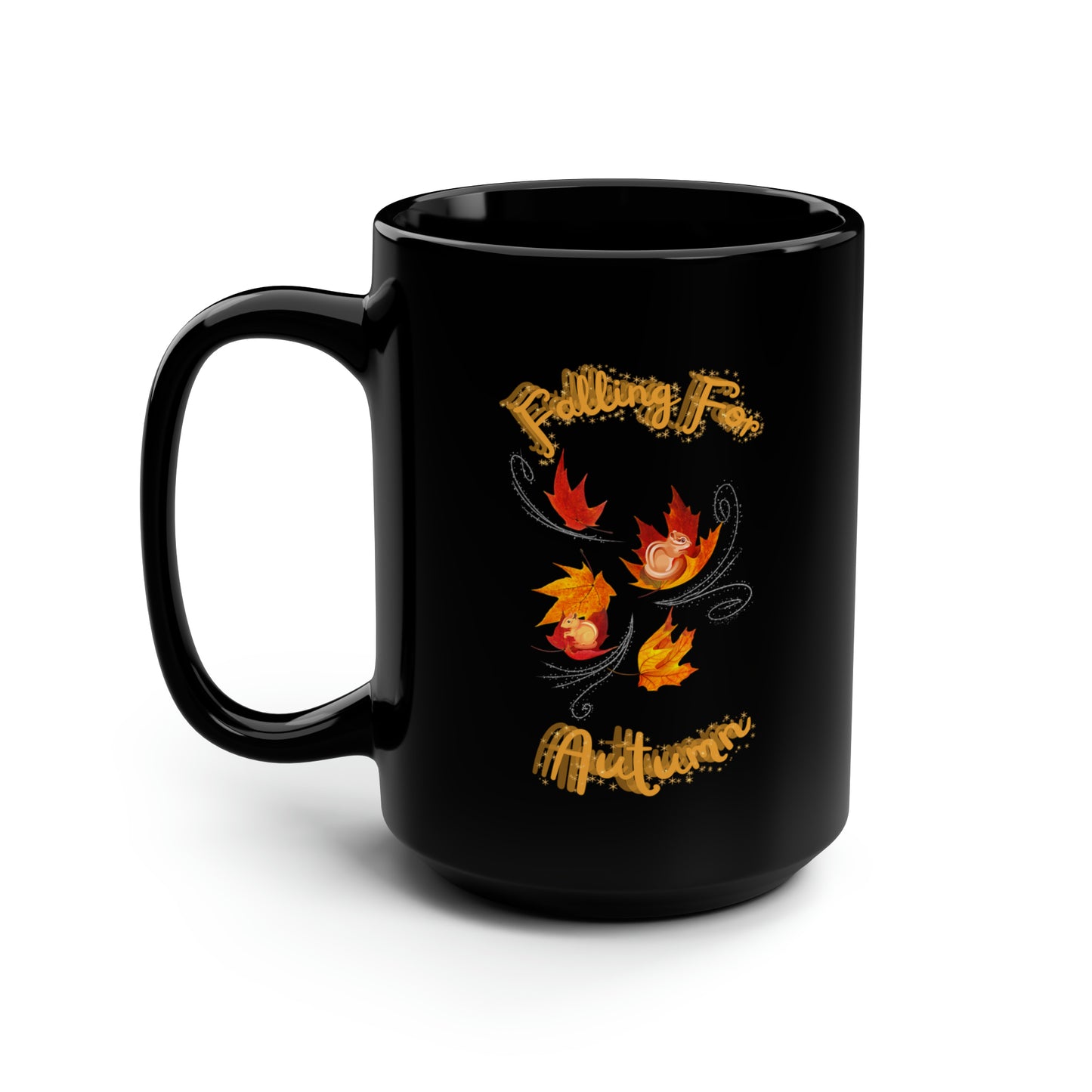 Falling For Autumn Black Mug, 15oz