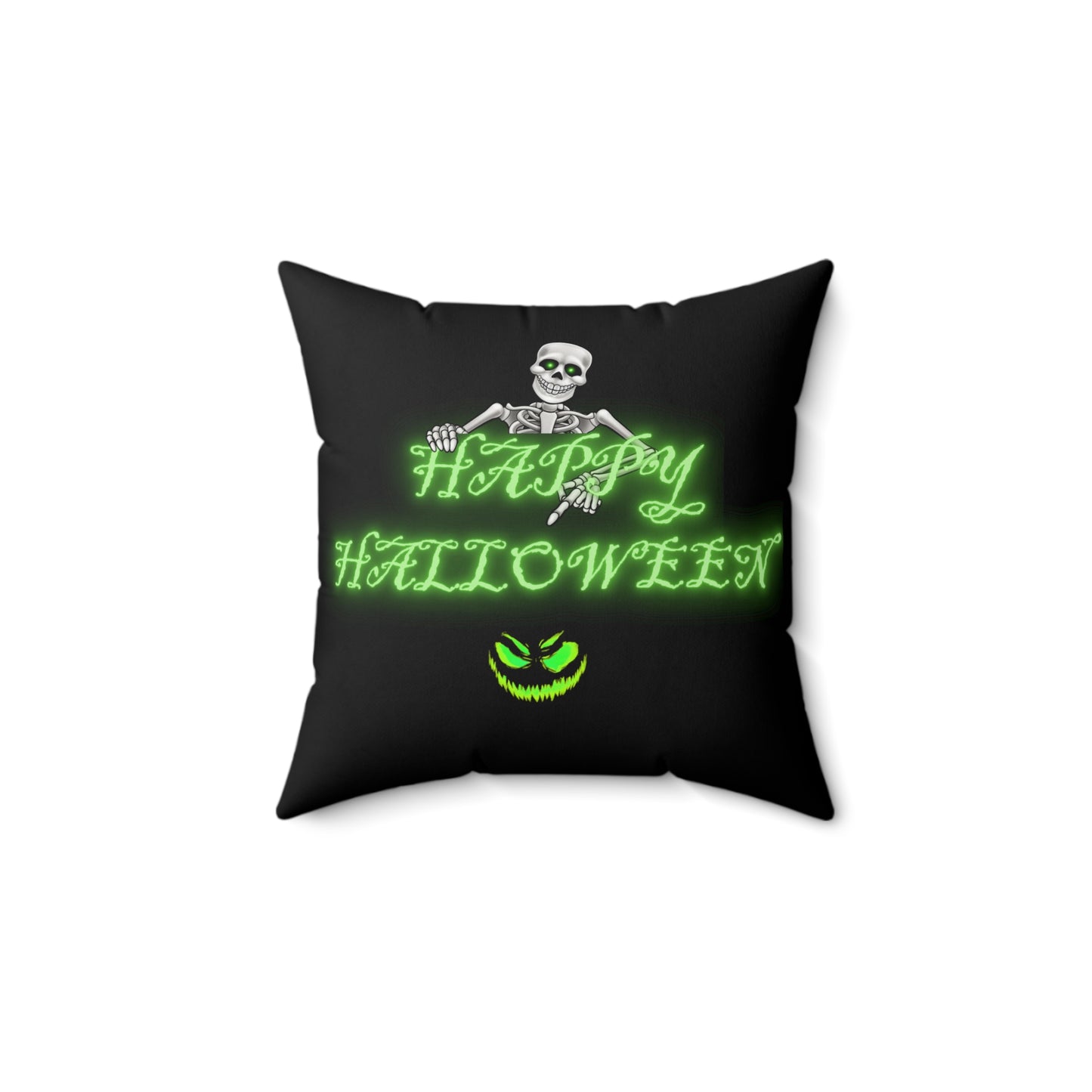 Happy Halloween Skeleton Pillow, Spun Polyester Square Pillow