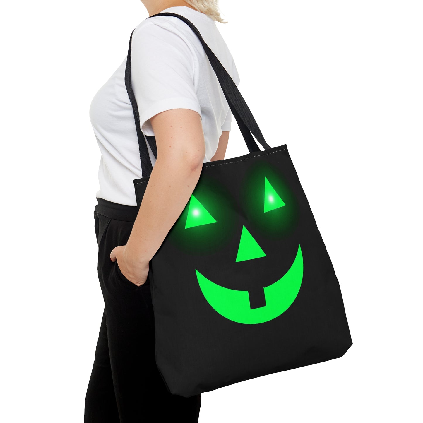 Glowing Pumpkin Face Halloween Candy Tote Bag