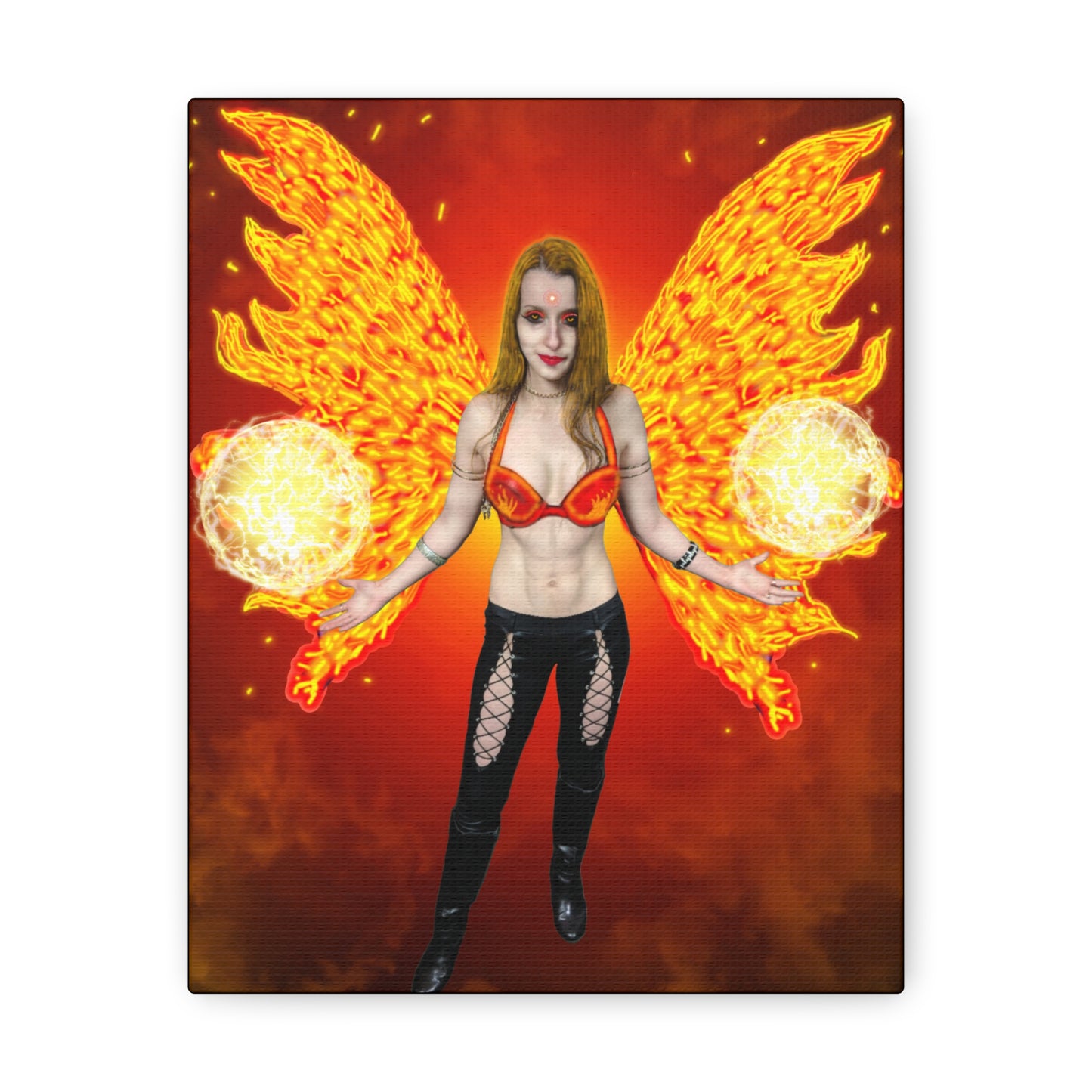 Mystic Fire Fairy, Fantasy Art, Canvas Art, Unique Gift, Original art, Wall Decor