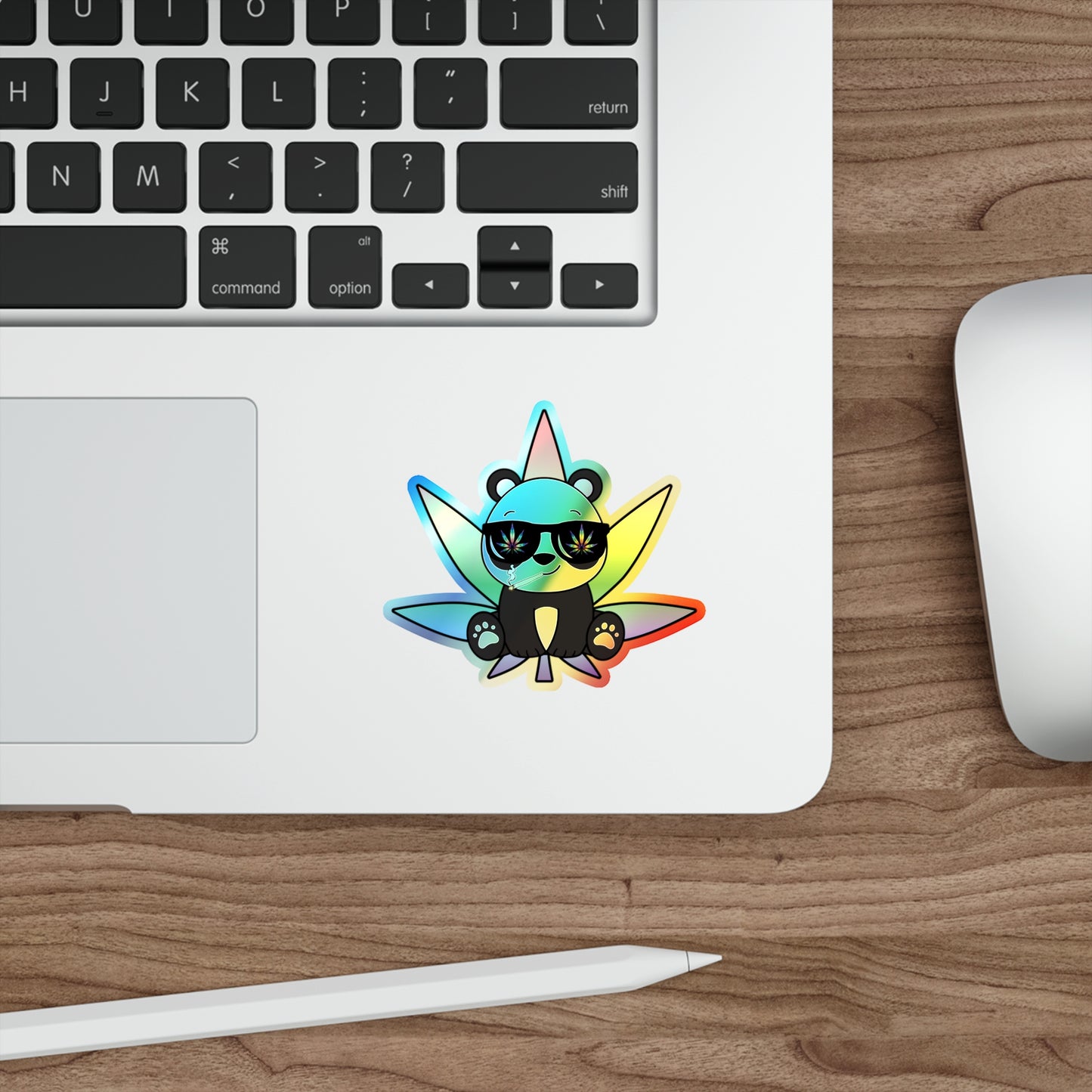 Peace Panda, Rainbow Holographic Die-cut Vinyl Stickers