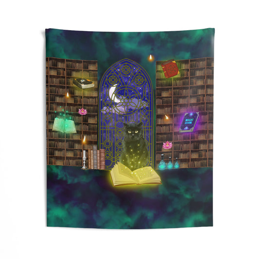 Mystic Cat Halloween Wall Tapestry 51 x 60