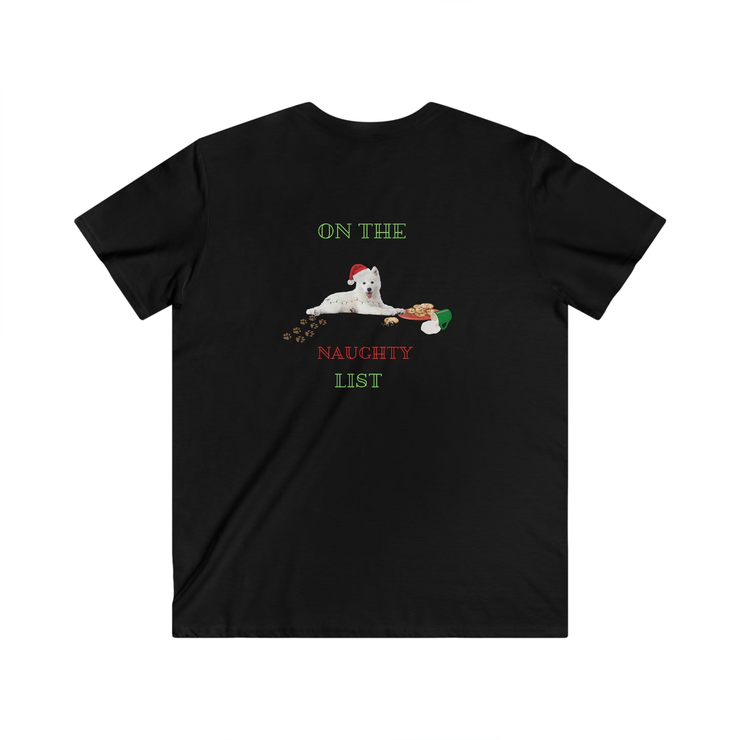 Men's Fitted V-Neck Short Sleeve Tee On the Naughty List Christmas Top