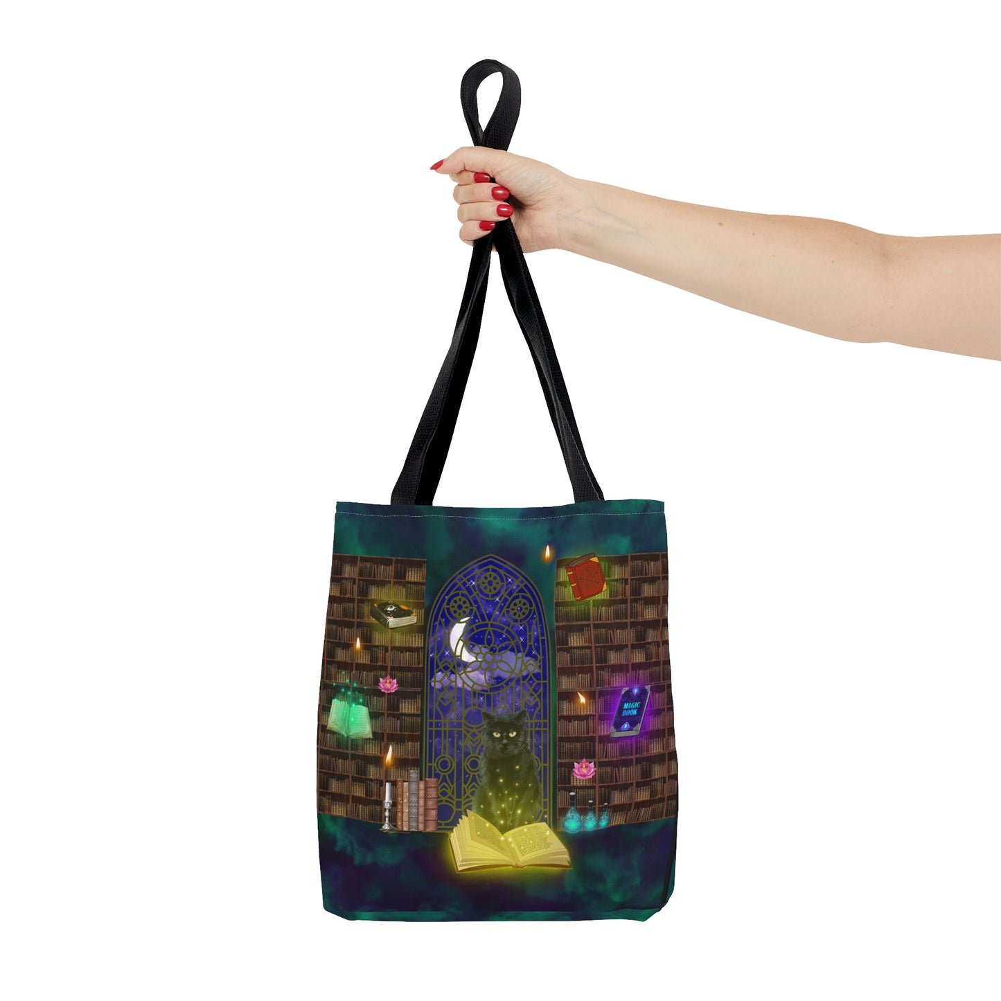 Mystic Black Cat Halloween Candy Tote Bag