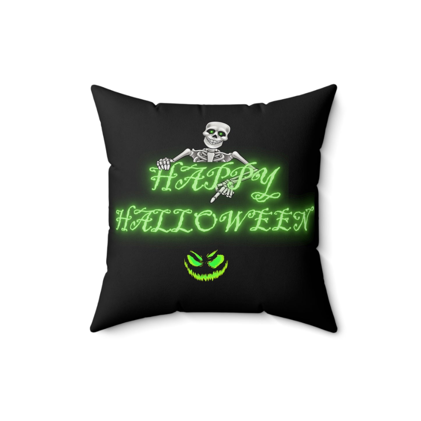 Happy Halloween Skeleton Pillow, Spun Polyester Square Pillow