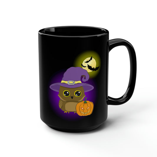 Black Cute Halloween Owl Mug15oz