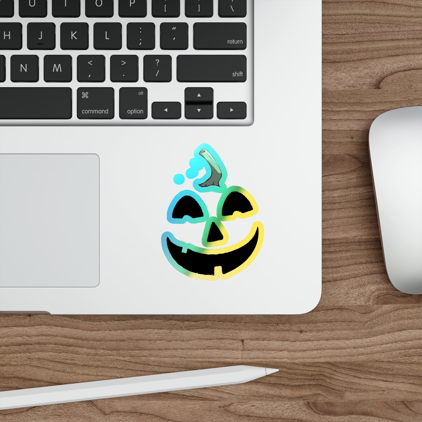 Halloween Rainbow Holographic Die-cut Vinyl Stickers Cute Pumpkin Face
