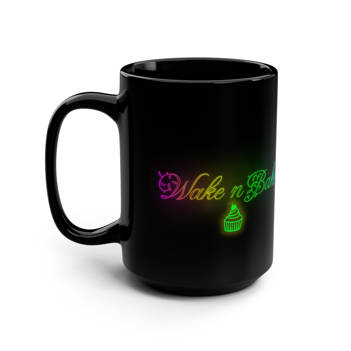 Wake N Bake, Black Mug, 15oz, 420 Gift