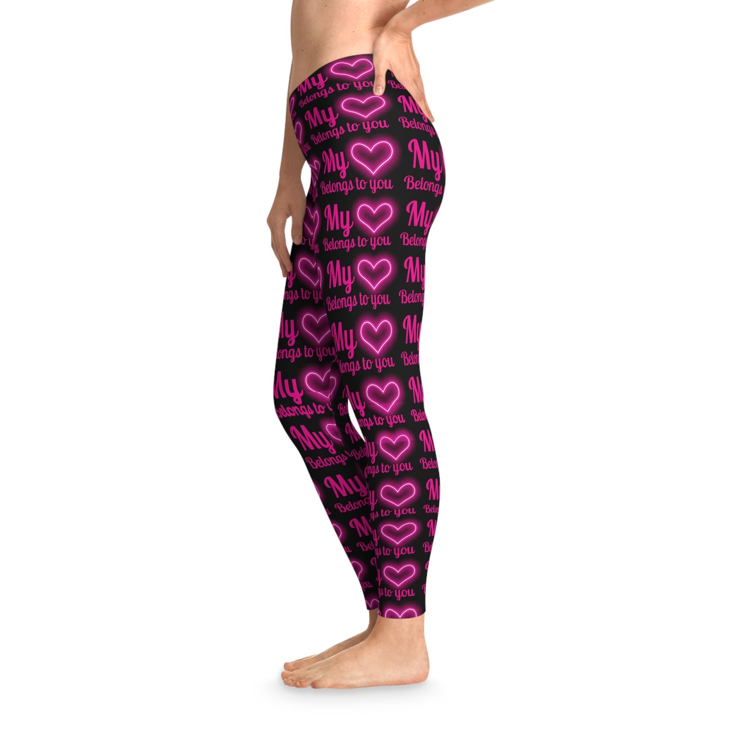My Heart Belongs To You, Stretchy Leggings, Valentines Day Gift, Gift For Her, Black Leggings