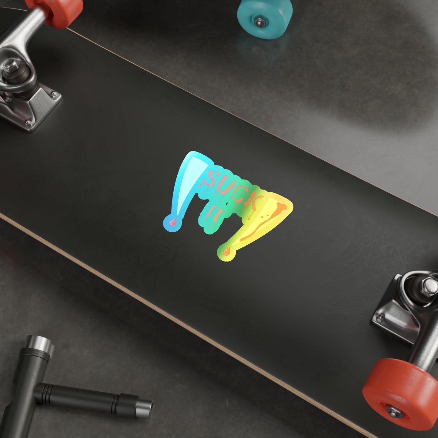 Halloween Rainbow Holographic Die-cut Vinyl Stickers Vampire Fangs
