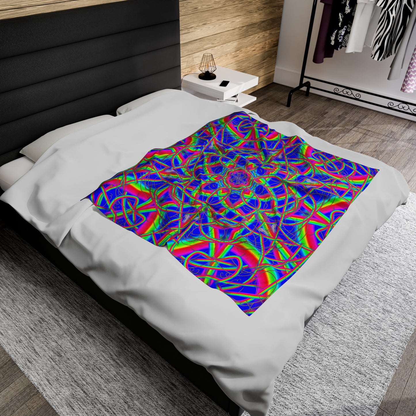 Psychedelic Rainbow Mandala Velveteen Plush Blanket