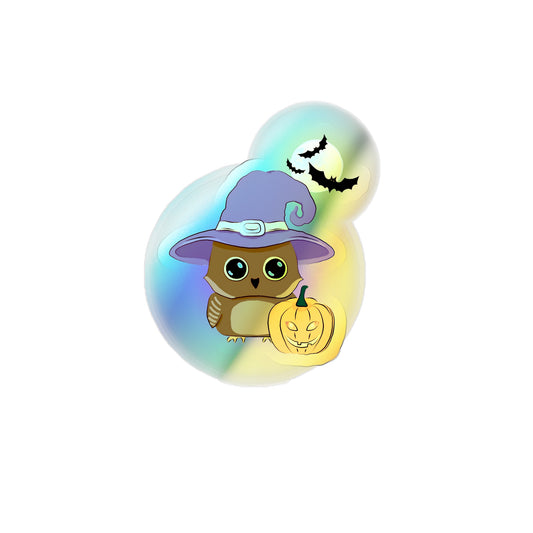 Halloween Rainbow Holographic Die-cut Vinyl Stickers Cute Witchy Owl