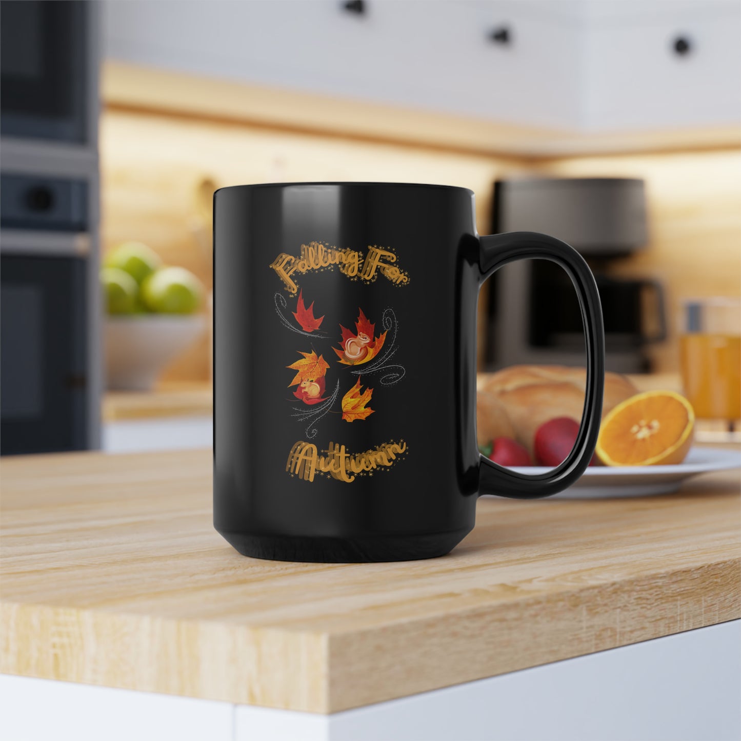 Falling For Autumn Black Mug, 15oz