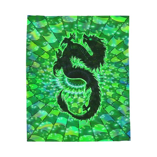 Emerald Abundance Dragon Velveteen Plush Blanket