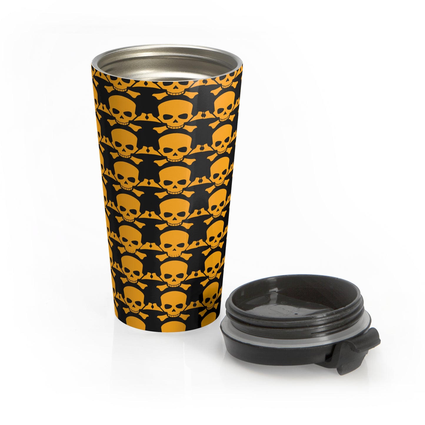 Stainless Steel Skull Crossbones Halloween Travel Mug with Insert