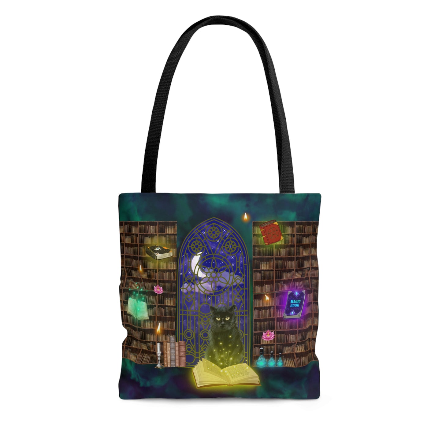 Mystic Black Cat Halloween Candy Tote Bag