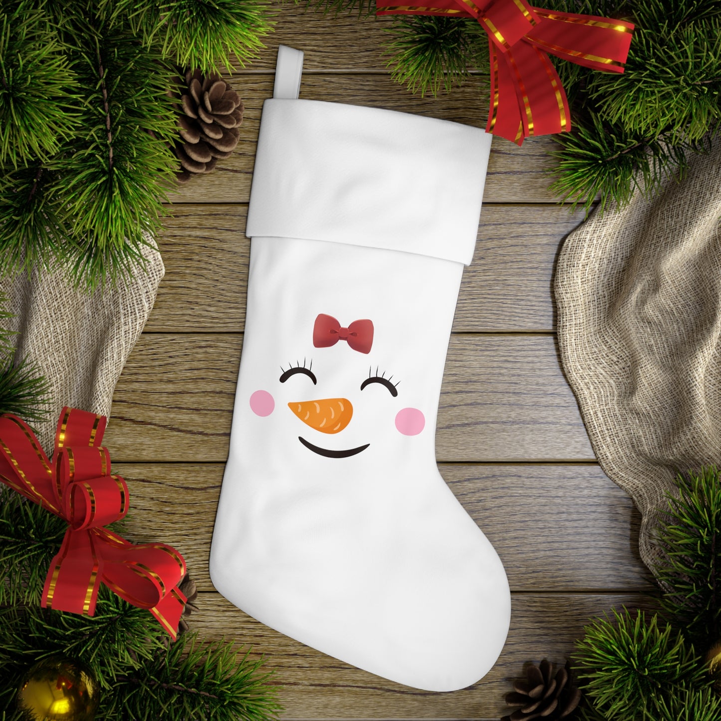 Snowman Face Christmas Stocking female