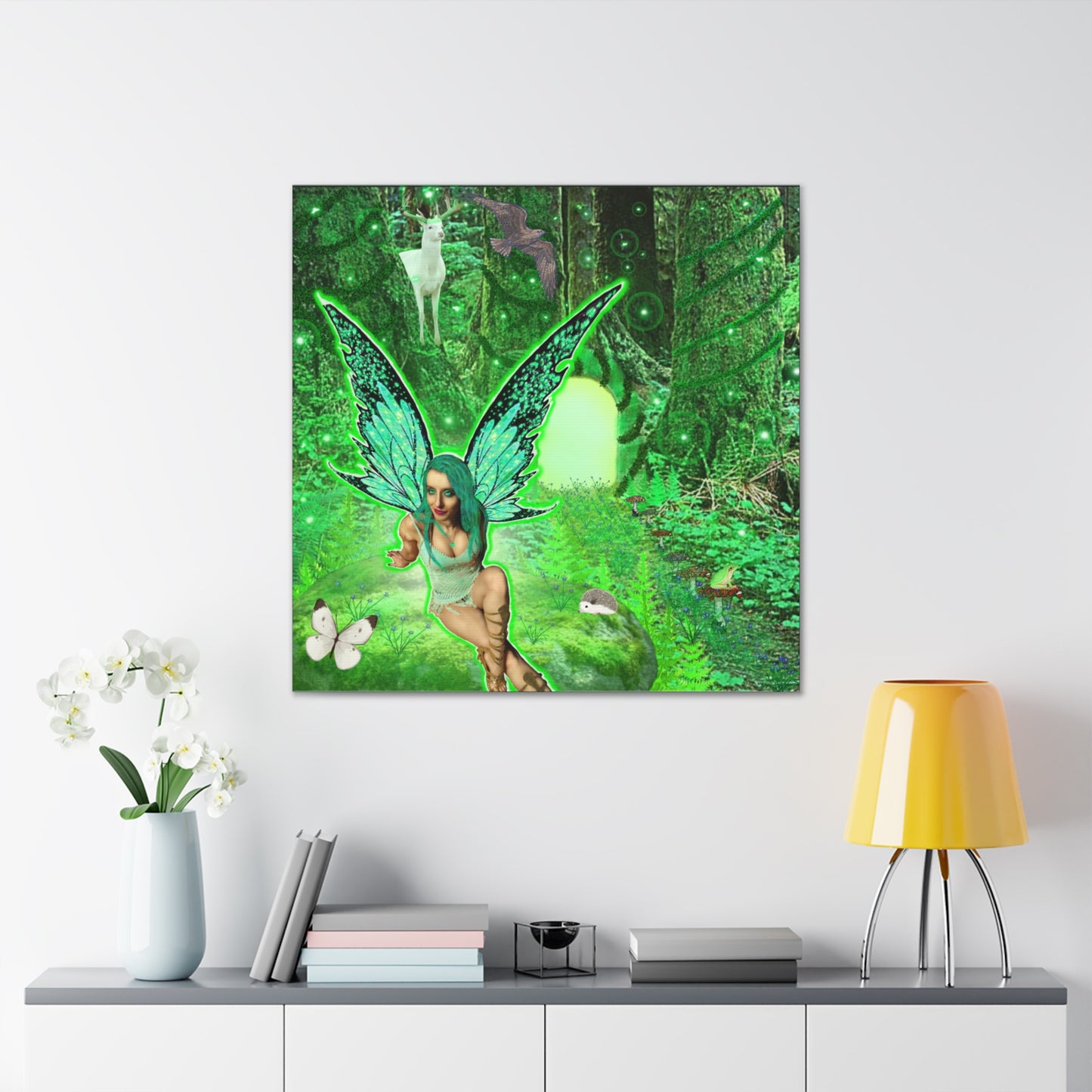 Mystic Forest Fairy Fantasy Art, Canvas Art, Wall Decor, Nature Lover Gift, Original Art, Unique Gift