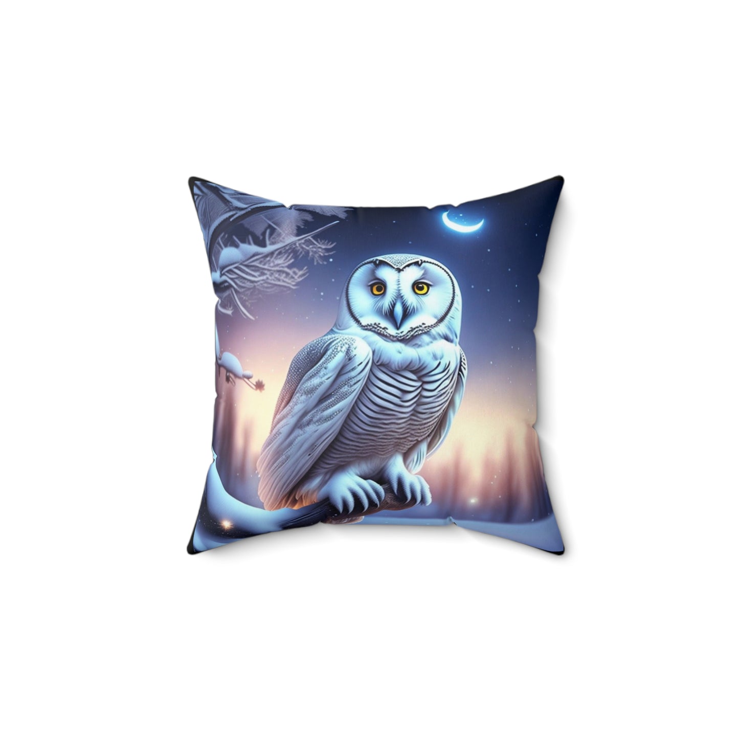 Sweet Dreams, Snowy Owl,  Spun Polyester Square Pillow