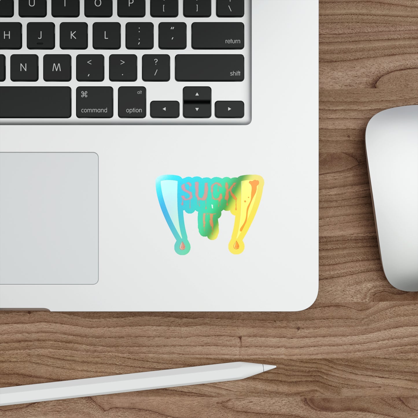 Halloween Rainbow Holographic Die-cut Vinyl Stickers Vampire Fangs