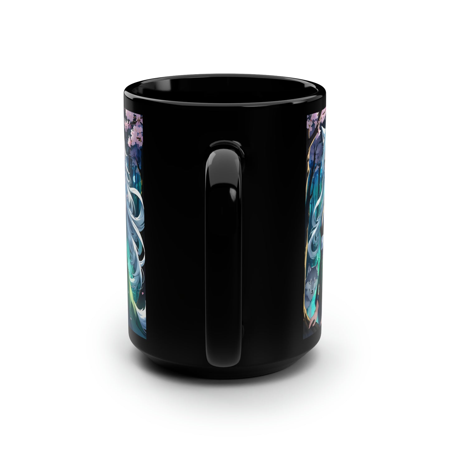 Silver Wolf Princess, Black Mug, 15oz