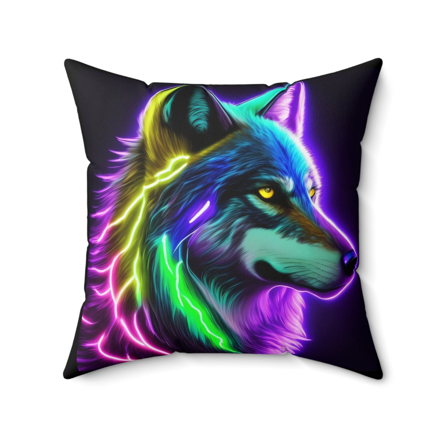 Lightning Wolf, Spun Polyester Square Pillow